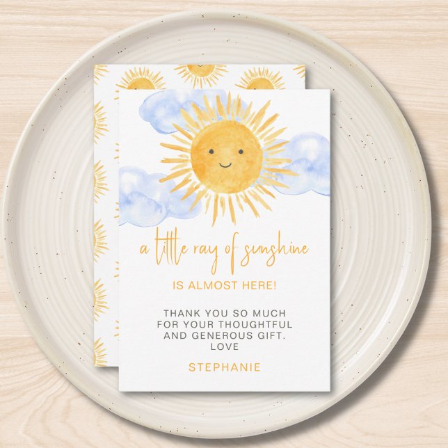 En liten solstråle moln baby shower-fest tack kort (Skapare uppladdad)