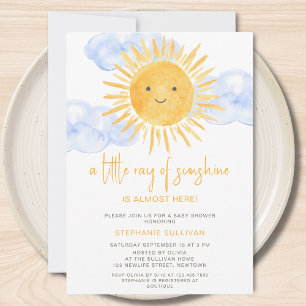 En liten solstråle moln baby shower inbjudningar