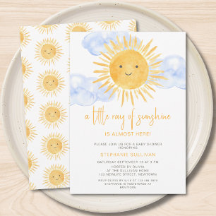 En liten solstråle moln baby shower inbjudningar