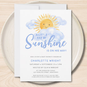 En liten solstråle pojkens baby shower inbjudningar