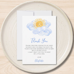 En liten solstråle pojkens baby shower tack kort