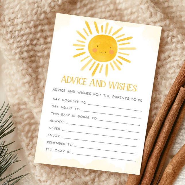 En liten solstråle Råd och önskningar spel (Little Ray of Sunshine Baby Shower Advice and Wishes Game)