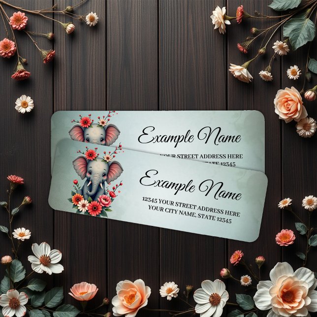 En liten sommar: baby-elefanten returadress etikett (Skapare uppladdad)