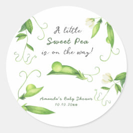 En liten söt ärt är på väg Baby Shower Runt Klistermärke