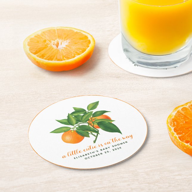 En liten söt babyfest orange & citrusblad underlägg papper rund (Skapare uppladdad)