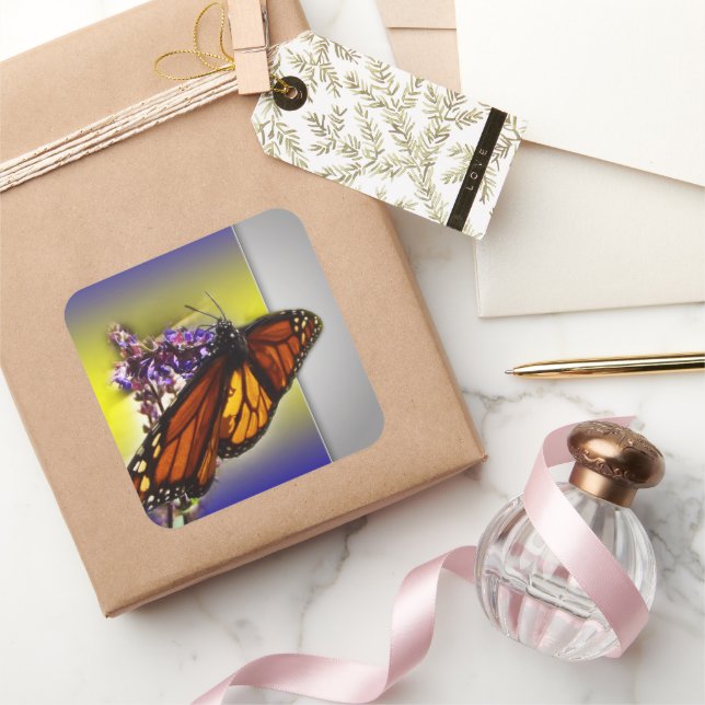 En liten, söt Butterfly Fyrkantigt Klistermärke (Gifting)