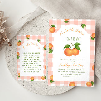 En liten söt citrus rosa bok för bebis kort