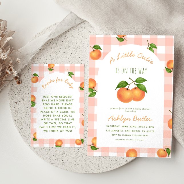 En liten söt citrus rosa bok för bebis kort (Skapare uppladdad)