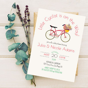 En liten söt cyklist safari-äventyrs baby shower inbjudningar