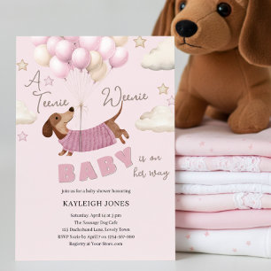 En liten söt dachshund-flicka baby shower inbjudningar