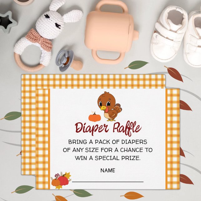 En liten söt kalkon Baby Shower blöja- lotteri  Tilläggskort (Skapare uppladdad)