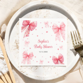 En liten söt knut Bow Red Rosa Baby Shower Pappersservett