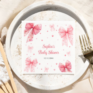 En liten söt knut Bow Red Rosa Baby Shower Pappersservett