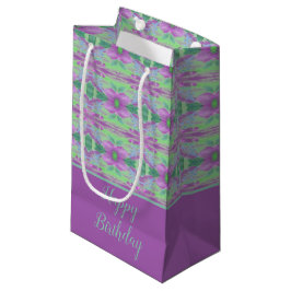 En liten Söt Lila Flower Patterned Gift Bag