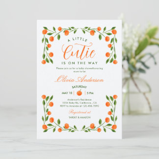 En liten söt orange citrus baby shower inbjudningar