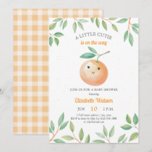 En liten söt orange gingham citrus baby shower
