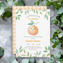 En liten söt orange gingham citrus baby shower