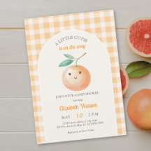 En liten söt orange gingham citrus baby shower