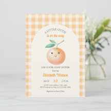 En liten söt orange gingham citrus baby shower