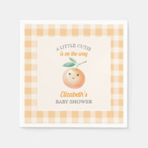 En liten söt orange gingham citrus baby shower