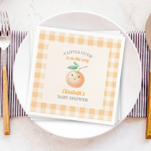 En liten söt orange gingham citrus baby shower