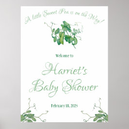En liten söt Pea är på väg! Baby Shower Poster