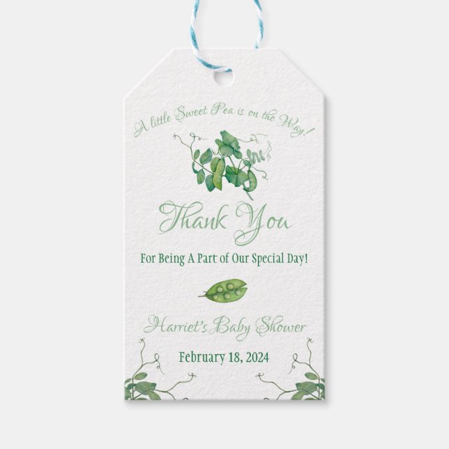 En liten söt Pea är på väg! Baby Shower Presentetikett (Framsidan)