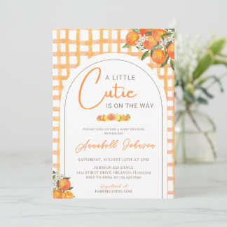 En liten sötis är på väg Orange Baby Shower Inbjudningar