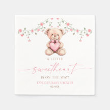 En liten sötnos rosa teddybjörn bebisshower