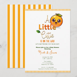 En liten sötunge är på väg Orange babyfest Inbjudningar