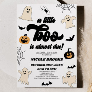 En liten spökbebis är nästan här! Halloween-babyfi Inbjudningar