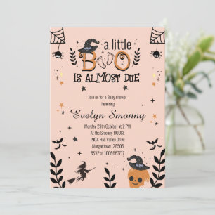 en liten spöke är snart framme halloween baby show inbjudningar