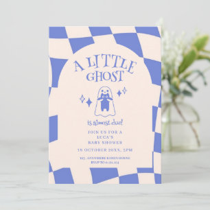 En liten spökretro halloween baby shower  inbjudningar