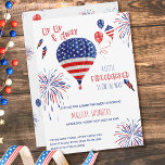 En liten stöld upp och bort, babystövel inbjudningar<br><div class="desc">Upp och bort en liten smällare är på väg! Fjärde juli anordnades en inbjudan på födelsedagen med luftballong, drake, ballonger och fyrverkerier i en patriotisk palett med rött vitt och blått färg. Könsneutralt, i rött vitt och blått, för en liten pojke eller liten flicka som duschar och perfekt för en...</div>