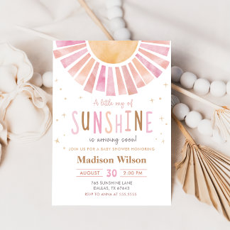 En liten stråle från Sunshine Boho Baby Shower Inbjudningar