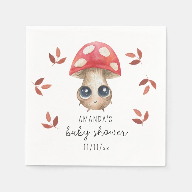 En liten svamp är på väg - Baby shower Pappersservett (Framsidan)