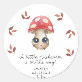 En liten svamp är på väg - Baby shower Runt Klistermärke