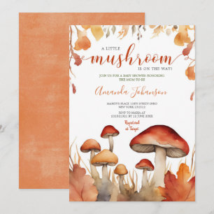 En liten svamp blomstergul hösts svamp baby shower inbjudningar