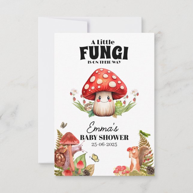 En liten svamp i Mushroom Butterfly Moth Baby Show Tack Kort (Framsida)