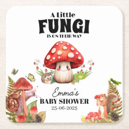 En liten svamp i Mushroom Butterfly Moth Baby Show Underlägg Papper Kvadrat