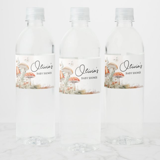 En liten svampig munkåpa, jättebabyskor vattenflaskor etikett (Flaskor)