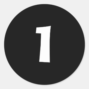 En liten svart sifferetikett från Janz Runt Klistermärke