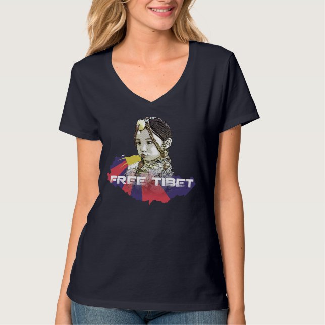 En liten tibetansk flicka (SPARA TIBET~! FRI TIBET Tee (Framsida)