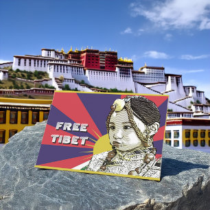 En liten tibetansk flicka SPARA TIBET~! FRI TIBET! Vykort