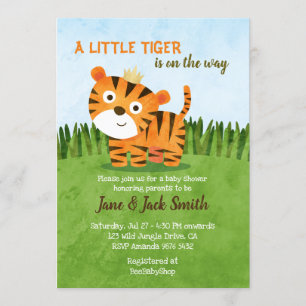 En liten tiger är på väg Baby Shower Inbjudningar
