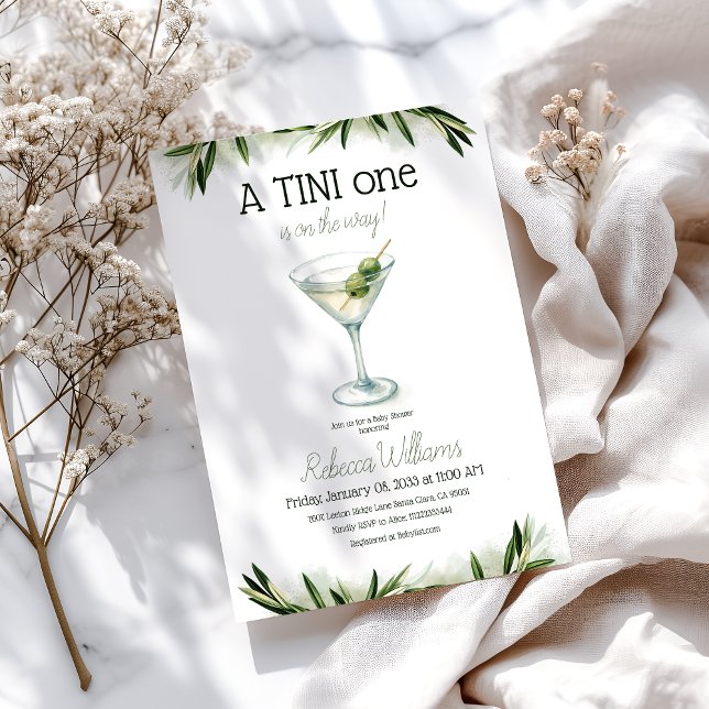 En liten Tini One Martini och Olive Baby Shower Inbjudningar (Skapare uppladdad)