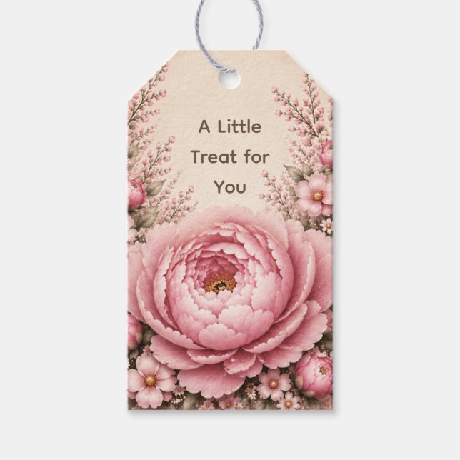 En liten vän Floral Första Födelsedagen  Presentetikett (Framsidan)
