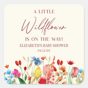 En liten Vild av vildblomma Flower Blommigt Baby S Fyrkantigt Klistermärke