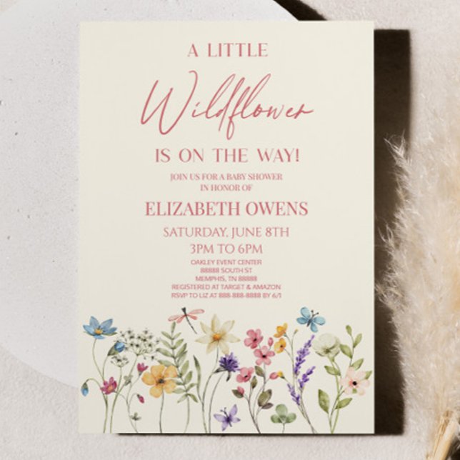En liten Vild av vildblomma Flower Blommigt Baby S Inbjudningar (Skapare uppladdad)