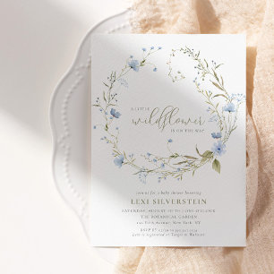 En liten vild blomma grön Boho babyflicka Inbjudningar